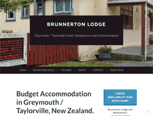 Tablet Screenshot of brunnertonlodgeandbackpackers.com